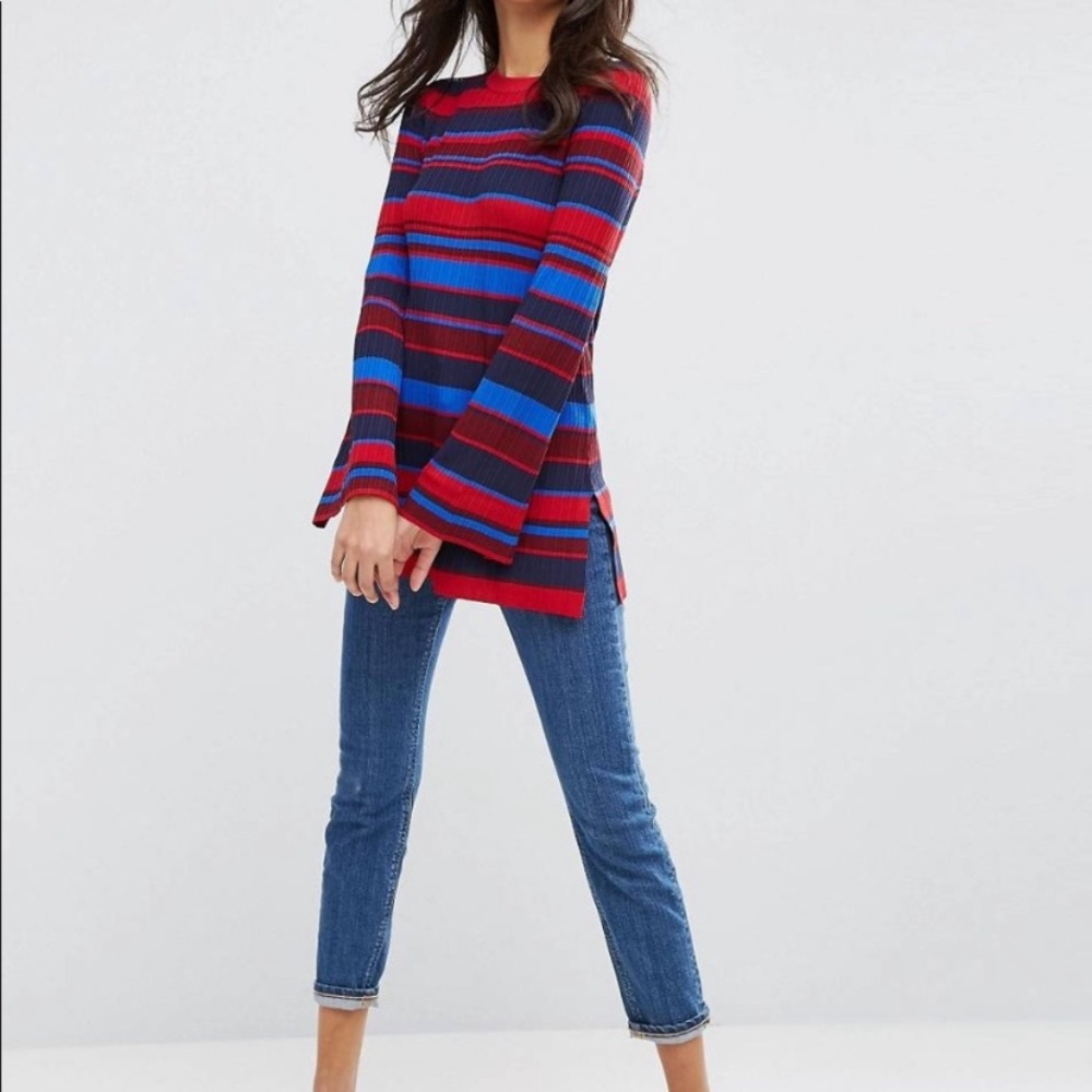 ASOS striped sweater flared sleeve sweater tunic 2